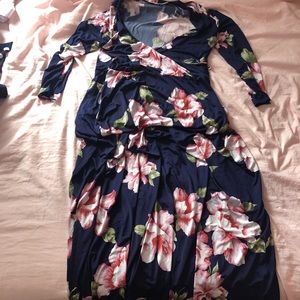 Floral Faux Wrap Maternity and Nursing Dress